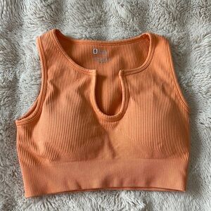Orange Ribbed Crop Top